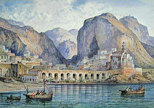 Appraisal: n a Gabriel Carelli Italian - A view of Atrani