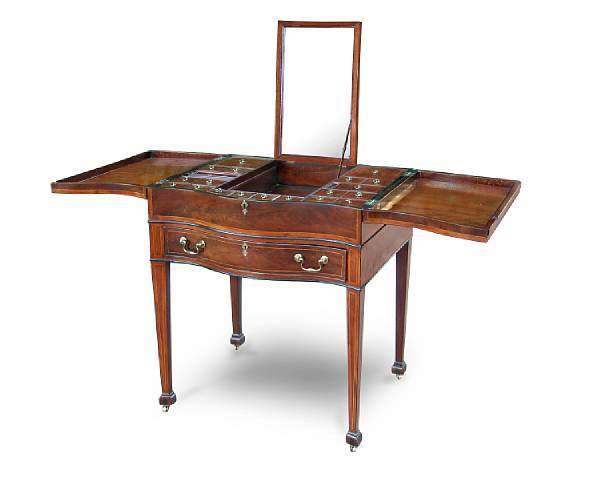 Appraisal: A George III inlaid mahogany gentleman's dressing table last quarter