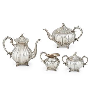 Appraisal: TOSHIKAZU JAPANESE SILVER TEA SET Four Coffee pot tea pot