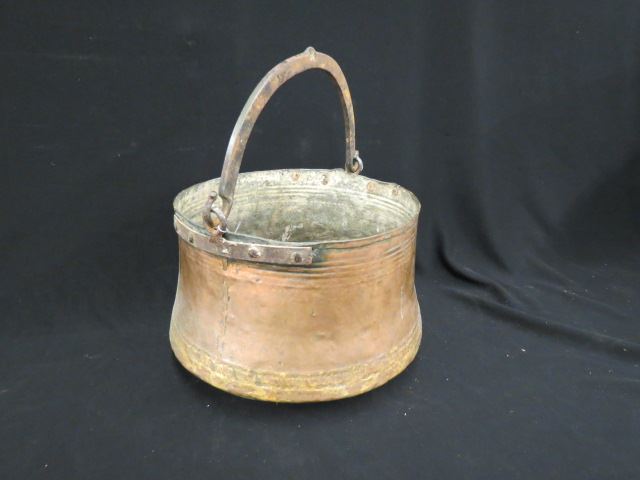 Appraisal: Copper Bucket wrought iron handle