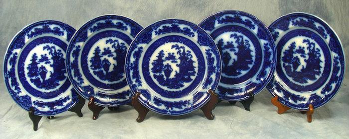 Appraisal: Staffordshire blue transfer Temple pattern plates by PW Co d