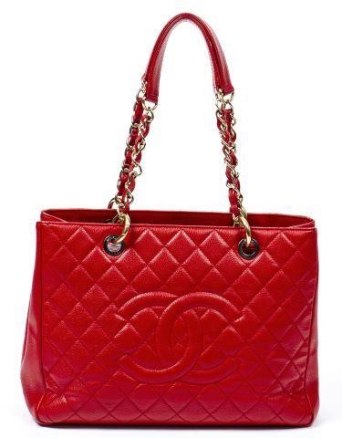 Appraisal: Chanel Grand Shopping Tote handbag in red quilted caviar leather