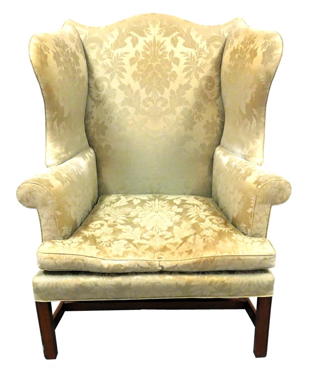 Appraisal: Wing chair American late th C deep wings camel back