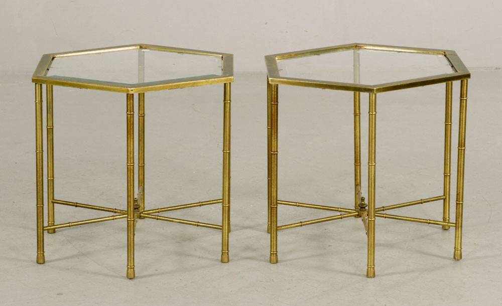 Appraisal: - Pr Springer Glass Cocktail Tables Pair of Karl Springer