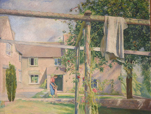 Appraisal: WILLIAM ROTHENSTEIN - - In the Garden Iles Farm oil