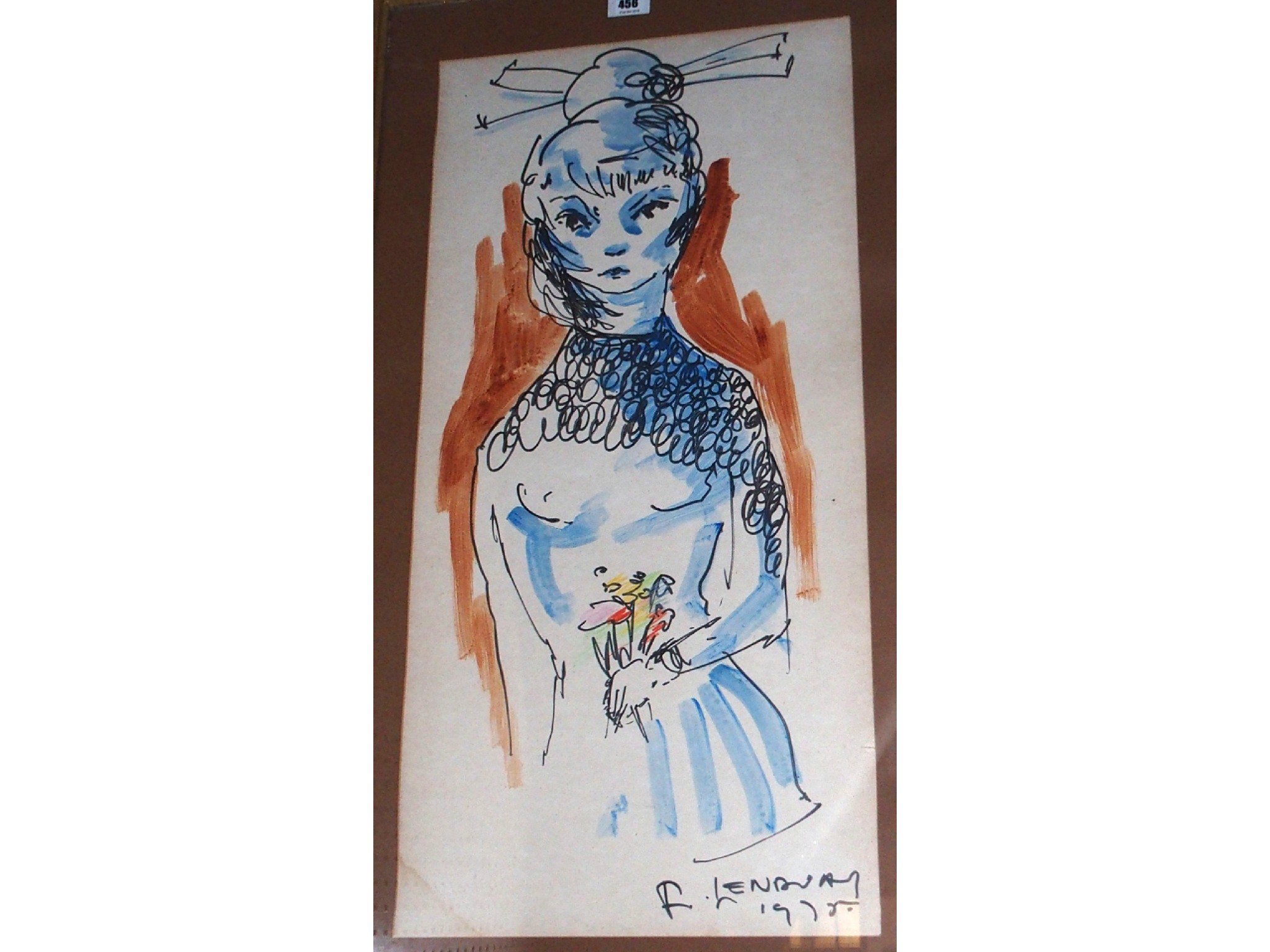 Appraisal: CONTINENTAL SCHOOL th Century Woman holding a bouquet indistinctly signed