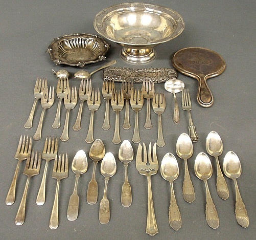 Appraisal: - Group of sterling and coin silver tableware TI a