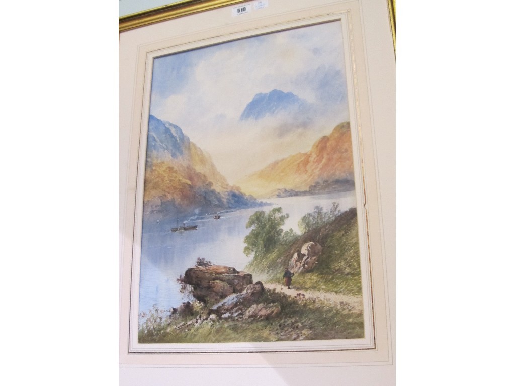 Appraisal: Watercolour Highland loch scene bears a signature