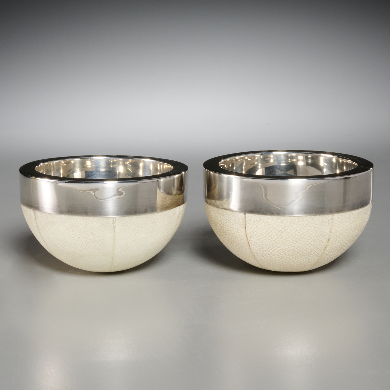 Appraisal: GARRARD CO PAIR STERLING AND SHAGREEN BOWLS Letter dated London