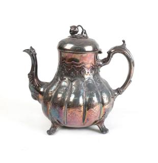 Appraisal: Victorian Silver Plate Teapot Late th century lobe pear-form teapot