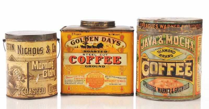 Appraisal: Lot of Very Early Coffee Tins Description Lot includes Austin