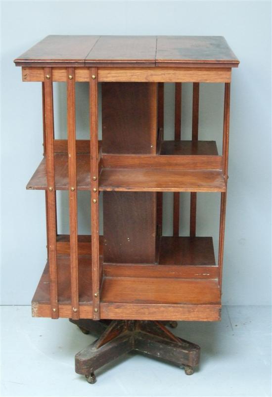 Appraisal: Early twentieth century oak revolving bookcase h w d in