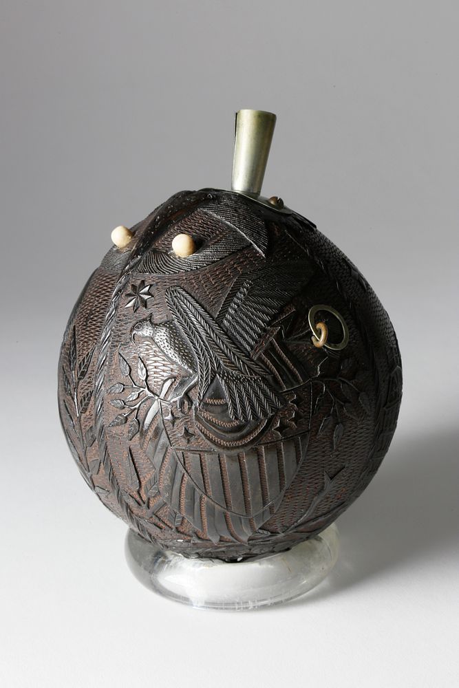 Appraisal: Carved American Full Coconut late th Century Carved American Full