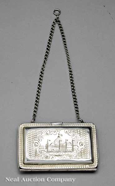 Appraisal: A New Orleans Coin Silver Card Case and Chain mid-