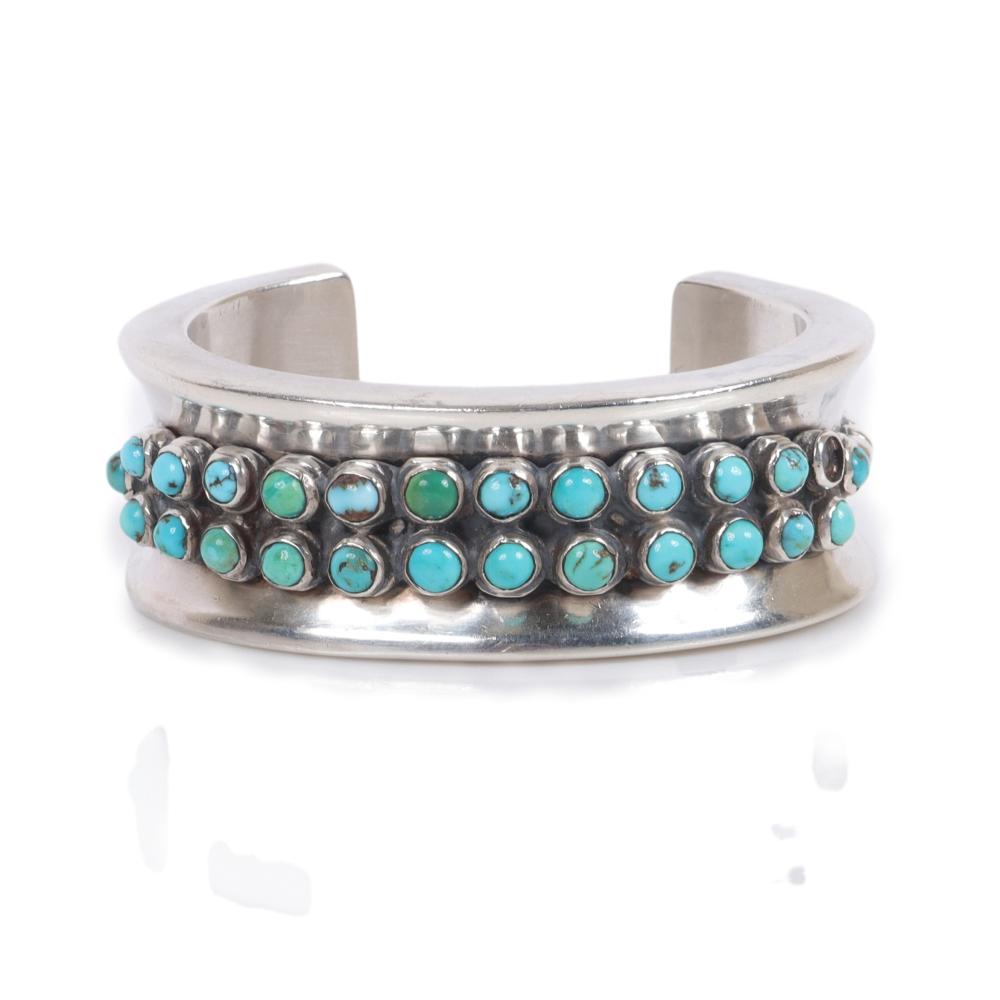 Appraisal: FRANK PATANIA SR THUNDERBIRD SHOP STERLING SILVER TURQUOISE CUFF BRACELET