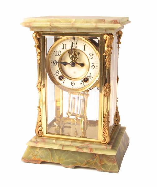 Appraisal: A Louis XVI style bronze mounted onyx mantel clock height