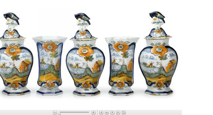 Appraisal: Dutch delft five piece polychrome decorated garniture th century