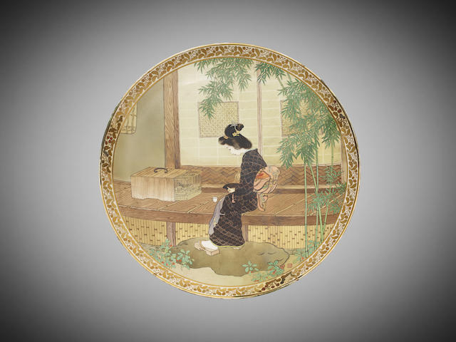 Appraisal: Two Japanese satsuma plates Meiji to Taisho periodone of a