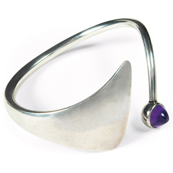 Appraisal: Bent Knudsen bracelet sterling with pyramidal amethyst cabochon stamped ''Sterling