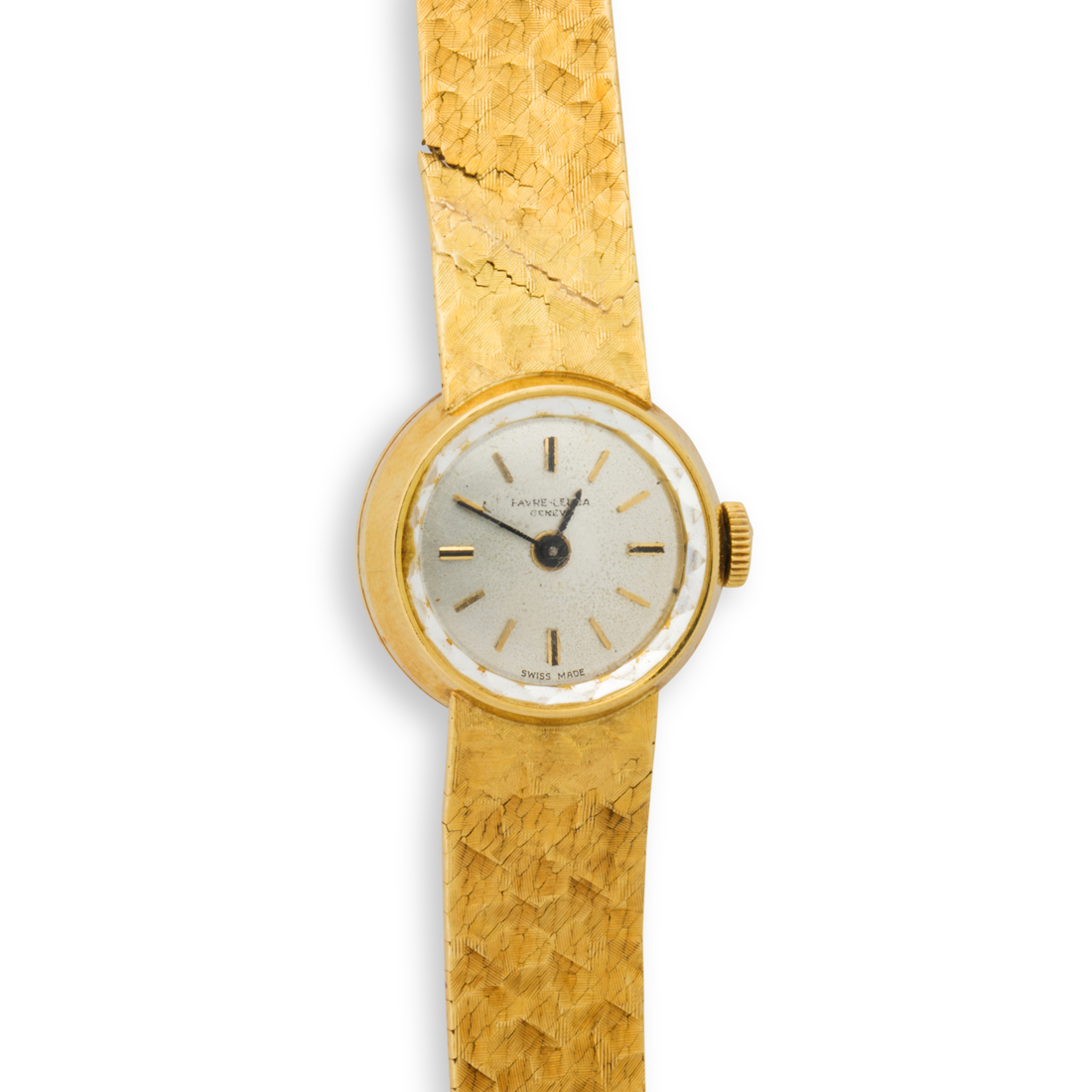 Appraisal: AN EIGHTEEN KARAT GOLD WRITSTWATCH FAVRE LEUBA An eighteen karat