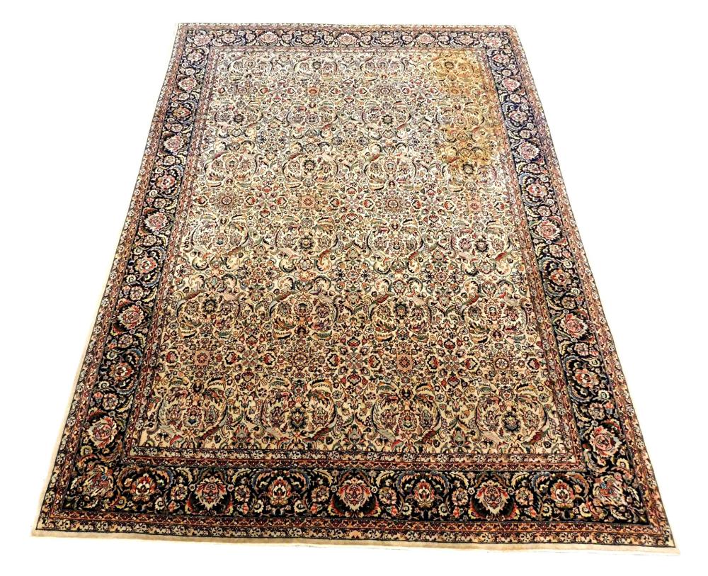 Appraisal: RUG Semi-antique Persian Tabriz carpet ' x ' hand-woven cream