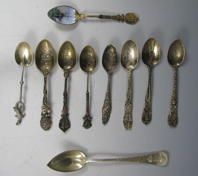 Appraisal: Sterling Silver Souvenir Spoons including one with the USS New