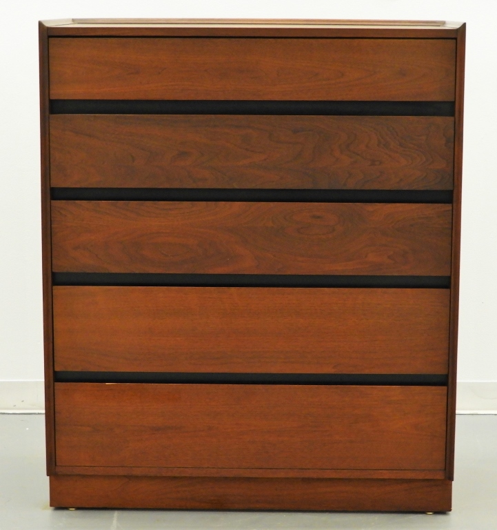 Appraisal: DILLINGHAM MODERN WALNUT GRADUATED DRAWER CHEST United States Circa Simple