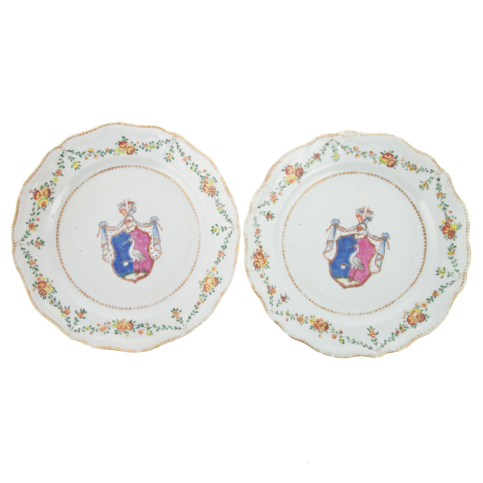 Appraisal: TWO SWEDISH MARKET CHINESE EXPORT ARMORIAL PLATES Qianlong Era circa