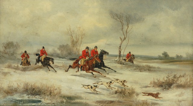 Appraisal: John Frederick Herring Jnr - Winter Hunting Scene oil on