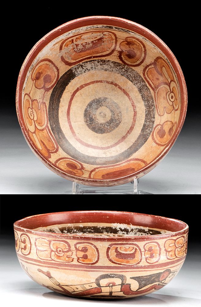 Appraisal: Fine Maya Copador Polychrome Bowl w Swimmers Pre-Columbian Maya Territories