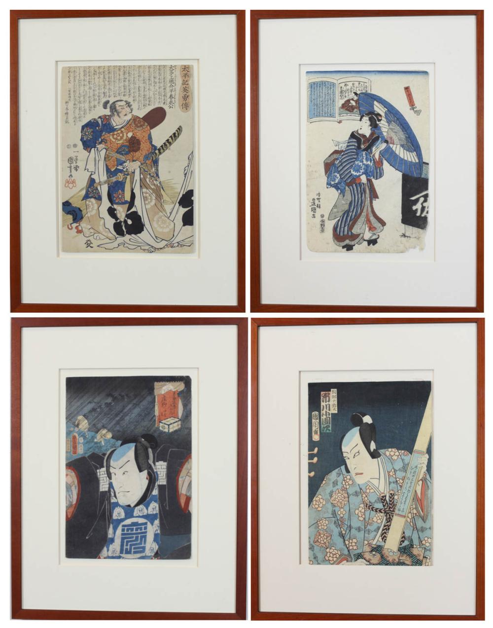 Appraisal: FOUR JAPANESE WOODCUTS two woodcuts by Toyokuni III - The