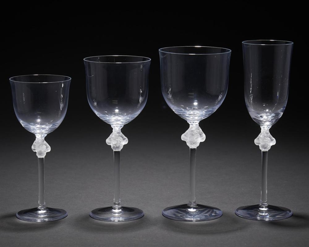 Appraisal: A set of Lalique Roxane stemware Third-quarter th Century Etched