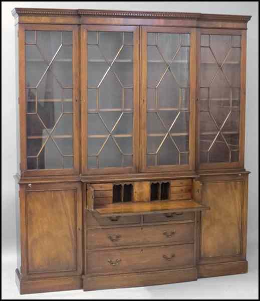 Appraisal: MAHOGANY BREAKFRONT SECRETARY H '' W '' D '' Condition