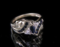 Appraisal: A Fancy Ladies' Ring Set With Sapphires And Diamonds A