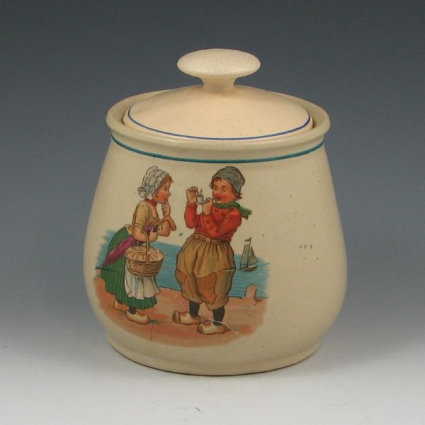 Appraisal: Roseville Dutch Creamware lidded tobacco jar Listed as shape B