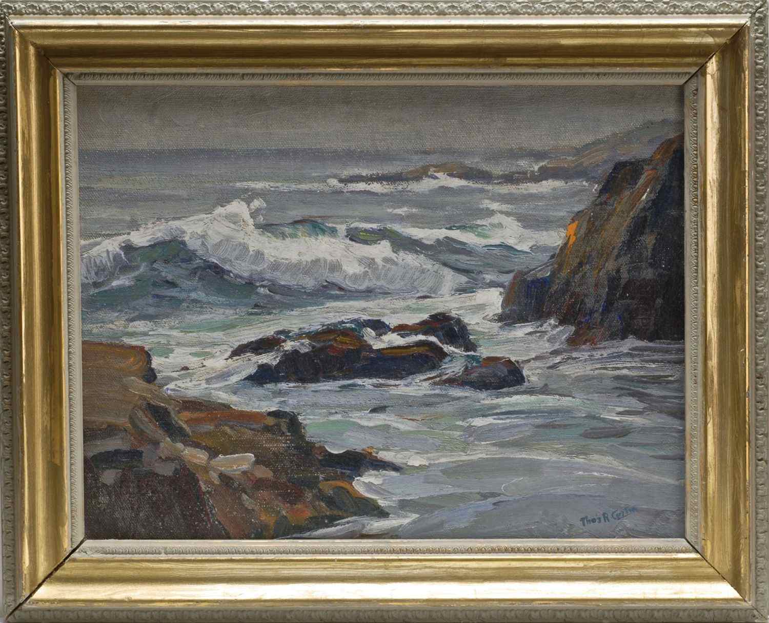 Appraisal: THOMAS R CURTINAmerican - Rocky coastal scene Signed lower right