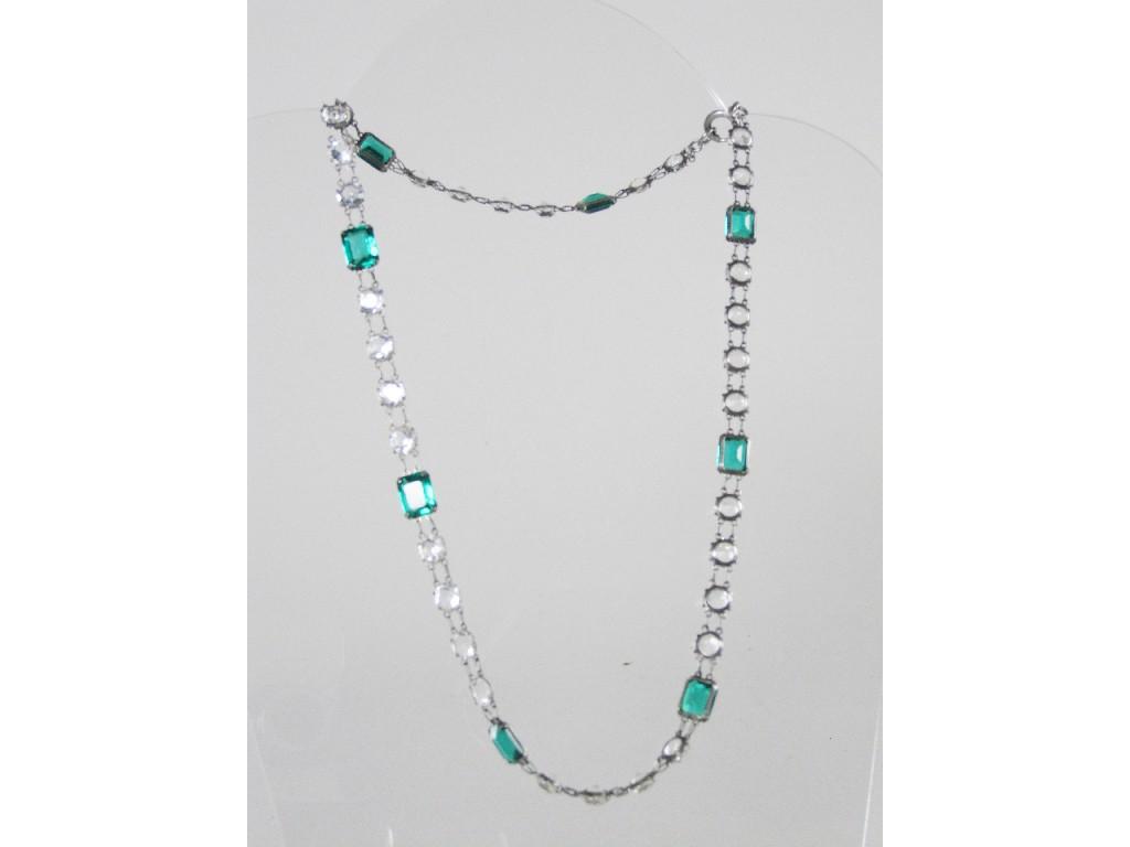 Appraisal: A green and colourless glass Necklace having circular-cut colourless beads