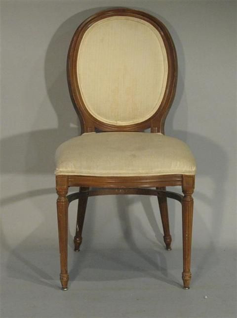 Appraisal: LOUIS XVI STYLE PADDED SIDECHAIR The oval padded back over