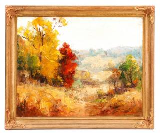 Appraisal: American School Autumnal Landscape Oil American School first half th