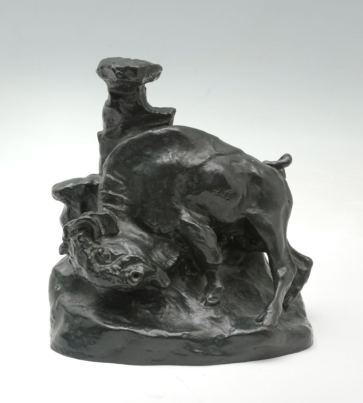 Appraisal: BUFFALO BRONZE AFTER C M RUSSELL Buffalo Rubbing Against A