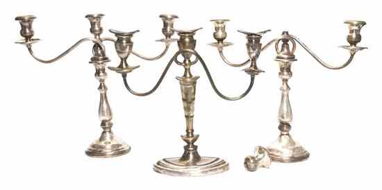 Appraisal: A Pair of American Sterling Silver Three-Light Candelabra Frank M