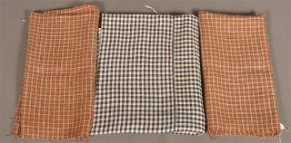 Appraisal: Three Pieces of th Century Homespun Linen Blue check homespun