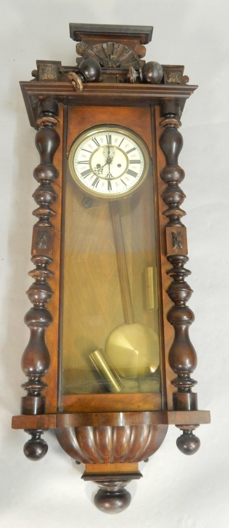 Appraisal: A late thC Vienna type walnut wall clock the shaped