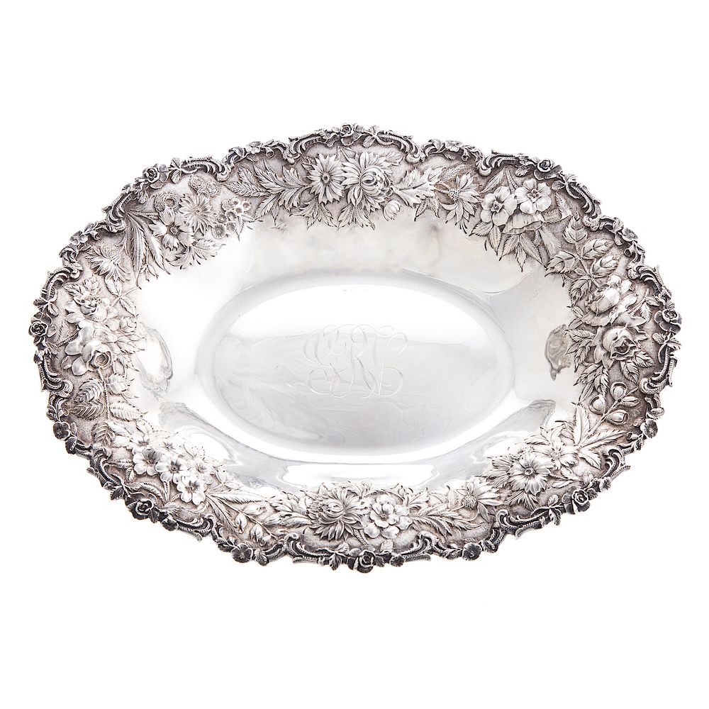 Appraisal: Kirk Repousse Sterling Silver Bread Tray Late th early th