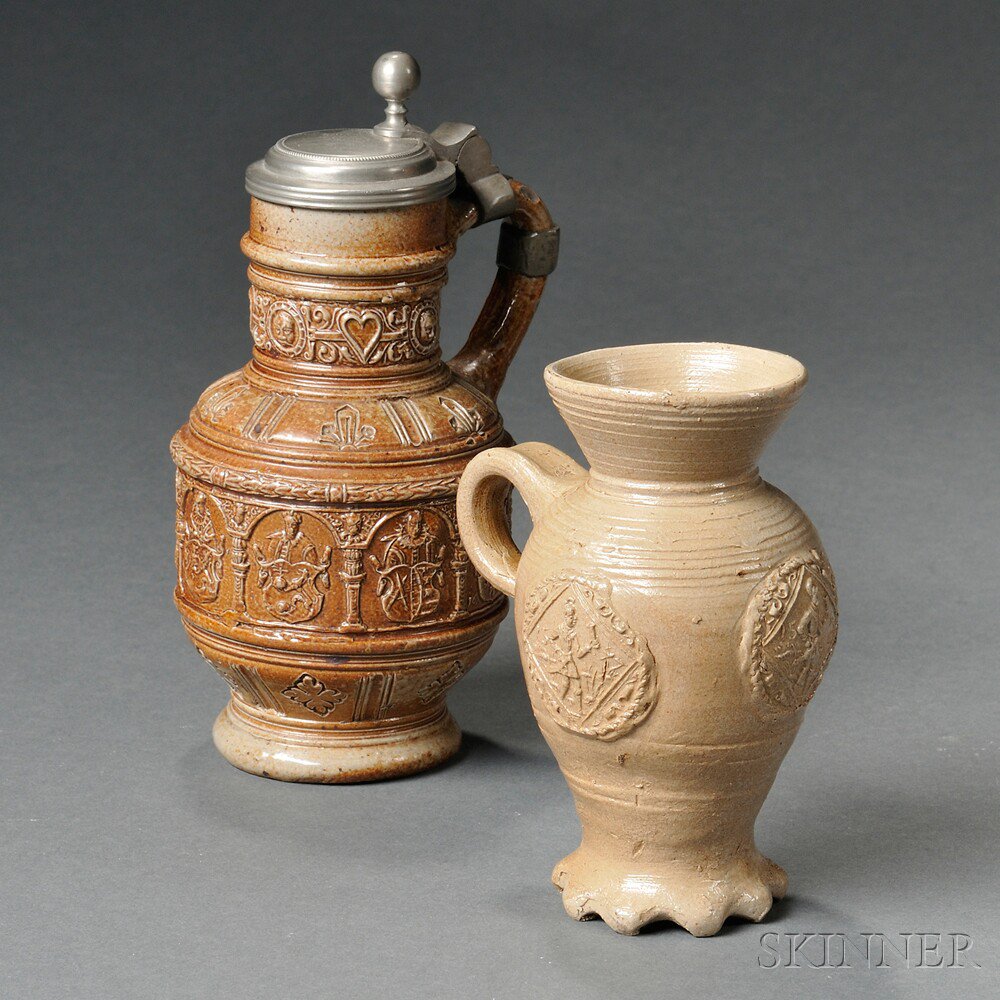 Appraisal: Two Small German Stoneware Jugs th th century a Raeran