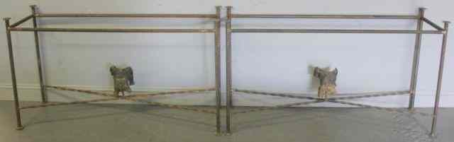 Appraisal: Pair of Midcentury Rebar Console With Bronze Torsoon Stretcher From