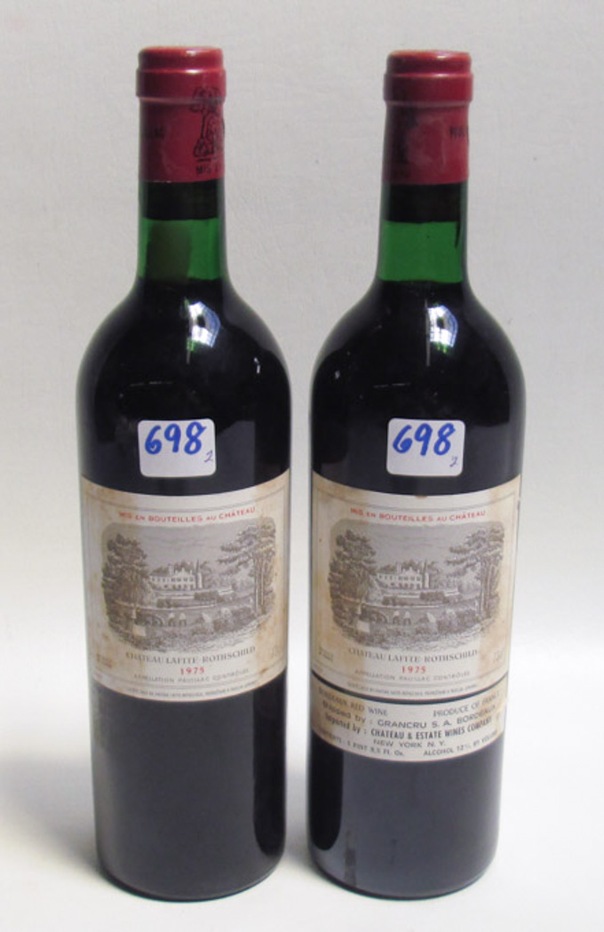 Appraisal: TWO BOTTLES OF VINTAGE FRENCH RED BORDEAUX Chateau Lafite Rothschild