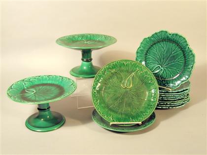 Appraisal: Assembled Wedgwood green majolica dessert service late th century Comprising