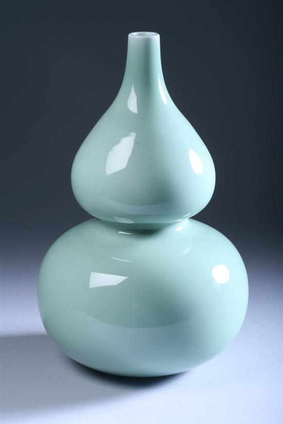 Appraisal: CHINESE CELADON PORCELAIN DOUBLE GOURD VASE Qianlong underglazed blue seal