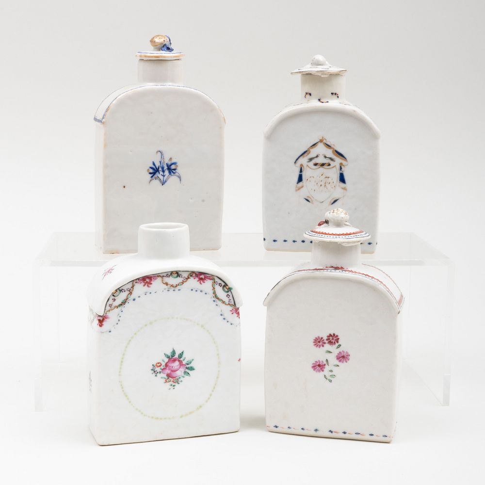 Appraisal: Group of Four Chinese Export Porcelain Tea Caddies Comprising A